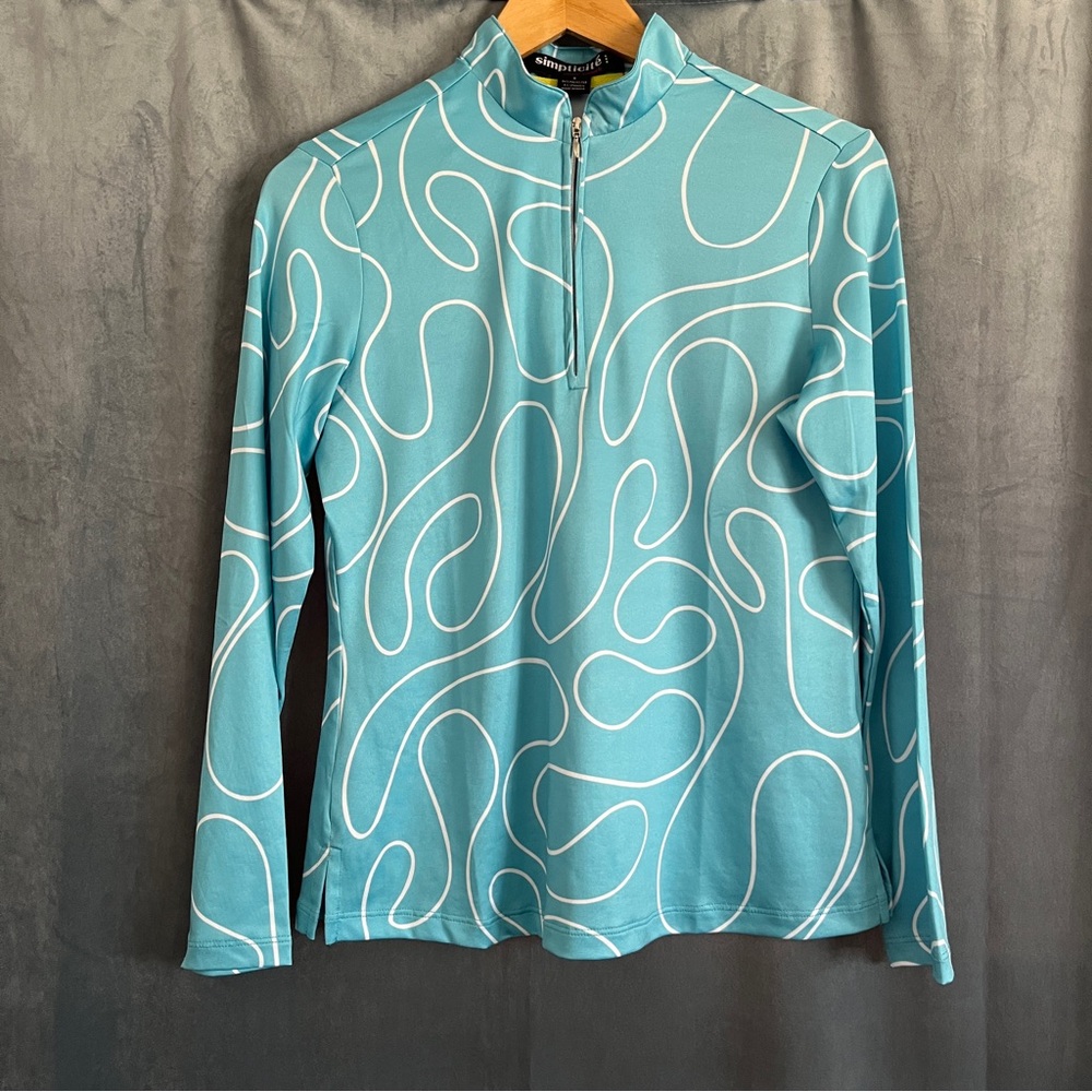 Jamie Sadock Simplicité 1/4 Zip Long Sleeve Golf Tennis Pickleball Artsy Shirt S